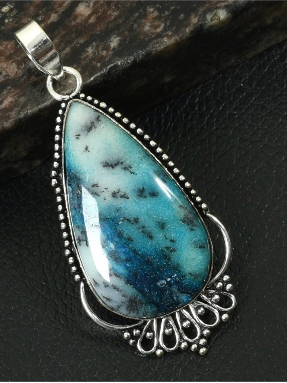 Dendrite Opal Gemstone Artisan Handcrafted Pendant Necklace